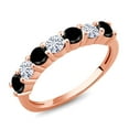 thumbnail image 1 of Gem Stone King 18K Rose Gold Plated Silver Round Diamond Moissanite Anniversary Ring for Women (1.16 Cttw, Gemstone Birthstone, Size 8), 1 of 4
