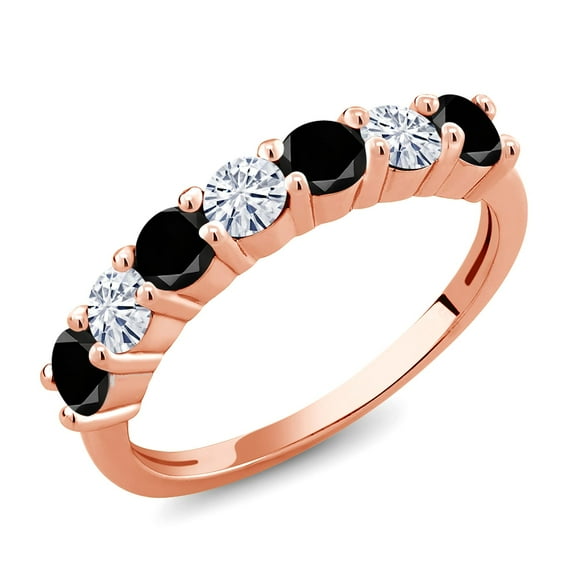 Gem Stone King 18K Rose Gold Plated Silver Round Diamond Moissanite Anniversary Ring for Women (1.16 Cttw, Gemstone Birthstone, Size 9)