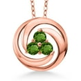 thumbnail image 1 of Gem Stone King 18K Rose Gold Plated Silver Round Green Tourmaline 3 Stone Circle Pendant Necklace for Women (0.75 Cttw, Gemstone October Birthstone, With 18 inch Chain), 1 of 6