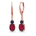 thumbnail image 1 of Gem Stone King 18K Rose Gold Plated Silver Ruby Red Mystic Quartz and Blue Sapphire Dangle Earrings for Women with Lab Grown Diamond (4.33 Cttw, Oval 9X7MM), 1 of 3