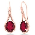 thumbnail image 1 of Gem Stone King 18K Rose Gold Plated Silver Ruby Red Mystic Quartz Drop Dangle Earrings for Women | 8.00 Cttw | Gemstone Birthstone | Oval 12X10MM | 1.18 inch, 1 of 5