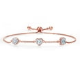 thumbnail image 1 of Gem Stone King 18K Rose Gold Plated Silver Sky Blue Aquamarine Bracelet for Women Set with Moissanite (1.42 Cttw), 1 of 4