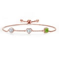 thumbnail image 1 of Gem Stone King 18K Rose Gold Plated Silver Sky Blue Aquamarine Bracelet for Women Set with Moissanite (1.65 Cttw), 1 of 4