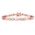thumbnail image 1 of Gem Stone King 18K Rose Gold Plated Silver Sky Blue Aquamarine and Peach Morganite and Lab Grown Diamond Bracelet for Women | 4.01 Cttw | Gemstone March Birthstone | Oval 6X4MM | Length 7.25 inches, 1 of 6