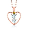thumbnail image 1 of Gem Stone King 18K Rose Gold Plated Silver Sky Blue Aquamarine and Yellow Sapphire Pendant Necklace for Women (0.67 Cttw, Gemstone March Birthstone, Heart 5MM and 4MM, with 18 inch Silver Chain), 1 of 3
