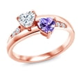 thumbnail image 1 of Gem Stone King 18K Rose Gold Plated Silver Solitaire Lab Grown Diamond Ring Set with Moissanite (1.08 Cttw, Size 8), 1 of 5