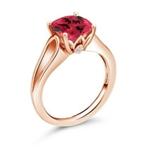 Gem Stone King 18K Rose Gold Plated Silver Solitaire with Accent Stones Ring 9mm Set with Fancy Pink Zirconia (Size 9)