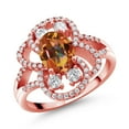 thumbnail image 1 of Gem Stone King 18K Rose Gold Plated Silver Statement Ring Set with Oval Ecstasy Mystic Topaz (2.82 cttw) (Size 6), 1 of 3