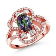 thumbnail image 1 of Gem Stone King 18K Rose Gold Plated Silver Statement Ring Set with Oval Green Mystic Topaz (3.12 cttw) (Size 7), 1 of 3