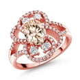 thumbnail image 1 of Gem Stone King 18K Rose Gold Plated Silver Statement Ring Set with Oval Peach Morganite (2.42 cttw) (Size 8), 1 of 3