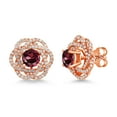 thumbnail image 1 of Gem Stone King 18K Rose Gold Plated Silver Stud Earrings with Jackets Rhodolite Garnet and Moissanite (2.72 Cttw), 1 of 6