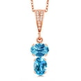 thumbnail image 1 of Gem Stone King 18K Rose Gold Plated Silver Swiss Blue Topaz Pendant Necklace for Women (2.67 Cttw, Gemstone November Birthstone, Oval Checkerboard 8x6MM, with 18 inch Chain), 1 of 3