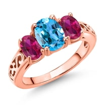 Filigree Rings Gold Plated Gem Stone King 18K Yellow Gold Plated Silver Blue Zircon and Created ...