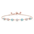 thumbnail image 1 of Gem Stone King 18K Rose Gold Plated Silver Swiss Blue Topaz and White Moissanite Infinity Links Bracelet for Women (2.99 Cttw, Round 4.5MM, Fully Adjustable up to 9 inch), 1 of 5