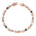 thumbnail image 1 of Gem Stone King 18K Rose Gold Plated Silver White Created Sapphire and London Blue Topaz and White Lab Grown Diamond Bracelet for Women (2.59 Cttw, Gemstone September Birthstone, Round 4MM, 7.5 inch), 1 of 3