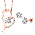 thumbnail image 1 of Gem Stone King 18K Rose Gold Plated Silver White Created Sapphire Pendant and Earrings Jewelry Set for Women (3.32 Cttw, Gemstone September Birthstone, Round 6MM), 1 of 3