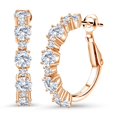 thumbnail image 1 of Gem Stone King 18K Rose Gold Plated Silver White Lab Grown Diamond Hoop Earrings for Women (3.00 Cttw, Round 4MM and 1.9MM, Gemstone Birthstone 1 inch Diameter), 1 of 3