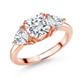 thumbnail image 1 of Gem Stone King 18K Rose Gold Plated Silver White Moissanite 3 Stone Engagement Ring for Women (2.64 Cttw, Gemstone Birthstone, Available in Size 5, 6, 7, 8, 9), 1 of 4