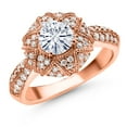 thumbnail image 1 of Gem Stone King 18K Rose Gold Plated Silver White Moissanite Engagement Ring for Women (1.19 Cttw, Center 6MM, Gemstone, Available in Size 5, 6, 7, 8, 9), 1 of 6