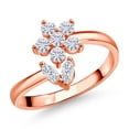 thumbnail image 1 of Gem Stone King 18K Rose Gold Plated Silver White Moissanite Flower Open Ring for Women | 0.53 Cttw | Gemstone Birthstone | Wedding Engagement Anniversary Promise Ring for Women | Size 8, 1 of 3
