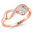thumbnail image 1 of Gem Stone King 18K Rose Gold Plated Silver White Moissanite Infinity Ring for Women (0.40 Cttw, Heart Shape 4MM, Gemstone Birthstone, Size 7), 1 of 6