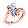 thumbnail image 1 of Gem Stone King 18K Rose Gold Plated Silver White Moissanite Mercury Mist Mystic Topaz Ring for Women (1.83 Cttw, Heart Shape 6MM, Gemstone Birthstone, Size 5), 1 of 6