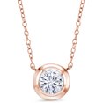 thumbnail image 1 of Gem Stone King 18K Rose Gold Plated Silver White Moissanite Pendant Necklace for Women (1.00 Cttw, Round 6.5MM, with 18 inch Silver Chain), 1 of 3