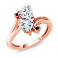 thumbnail image 1 of Gem Stone King 18K Rose Gold Plated Silver White Moissanite Sky Blue Aquamarine and Black Diamond Ring for Women (1.56 Cttw, Heart Shape 6MM, Gemstone Birthstone, Size 9), 1 of 6