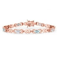 thumbnail image 1 of Gem Stone King 18K Rose Gold Plated Silver White Moissanite and Sky Blue Topaz and Lab Grown Diamond Bracelet for Women | 4.01 Cttw | Gemstone Birthstone | Oval 6X4MM | Length 7.25 inches, 1 of 7