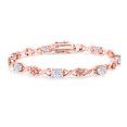 thumbnail image 1 of Gem Stone King 18K Rose Gold Plated Silver White Moissanite Tennis Bracelet for Women (3.50 Cttw, Gemstone Birthstone, Oval 6X4MM, 7 inch), 1 of 5