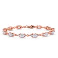 thumbnail image 1 of Gem Stone King 18K Rose Gold Plated Silver White Moissanite Tennis Bracelet for Women (6.91 Cttw, Gemstone Birthstone, Oval 6X4MM, 7.5 inch), 1 of 5
