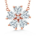 thumbnail image 1 of Gem Stone King 18K Rose Gold Plated Silver White Moissanite and White Lab Grown Diamond Pendant Necklace for Women (4.04 Cttw, Heart Shape 6MM, with 18 inch Chain), 1 of 5