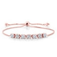 thumbnail image 1 of Gem Stone King 18K Rose Gold Plated Silver White Moissanite and Lab Grown Diamond Bracelet for Women | 2.52 Cttw | Gemstone Birthstone | Round 4.5MM, 1 of 4