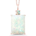 thumbnail image 1 of Gem Stone King 18K Rose Gold Plated Silver White Opal Pendant Necklace for Women (4.91 Cttw, Emerald Cut Cabochon 18X13MM, With 18 inch Silver Chain), 1 of 4