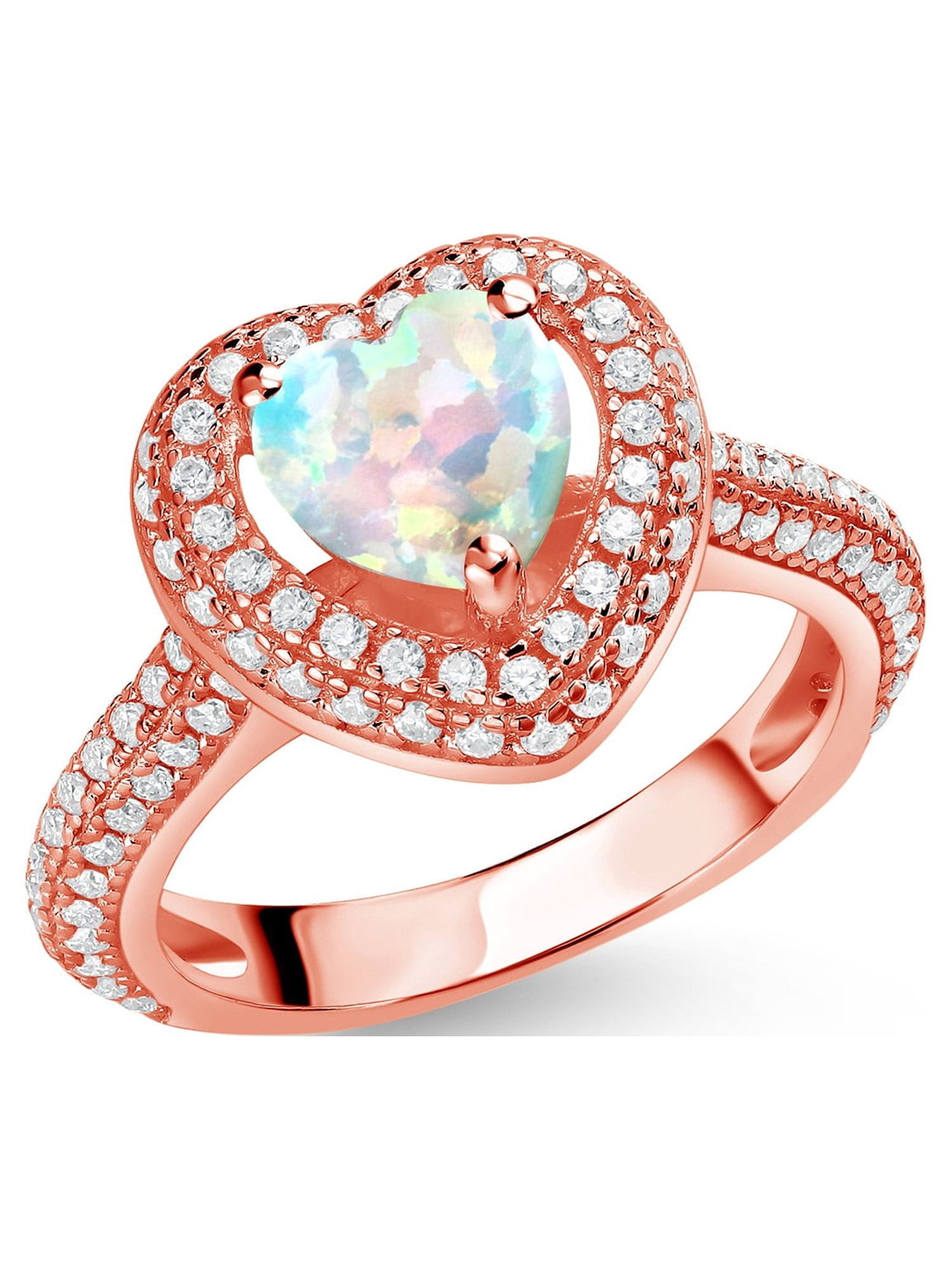 Gem Stone King Rose Gold Plated Ring – Peach Morganite & White Sapphire, Sizes 5-9, 3.46 Cttw