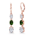 thumbnail image 1 of Gem Stone King 18K Rose Gold Plated Silver White Topaz 3 Stone Dangle Earrings for Women (5.60 Cttw, Gemstone November Birthstone, Oval 8X6MM, 7X5MM and 6X4MM), 1 of 6
