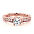 thumbnail image 1 of Gem Stone King 18K Rose Gold Plated Silver White Topaz and White Created Sapphire Women's Solitaire Ring with Accent Stones (0.75 Cttw, Round Shape 5MM, Size 9), 1 of 2