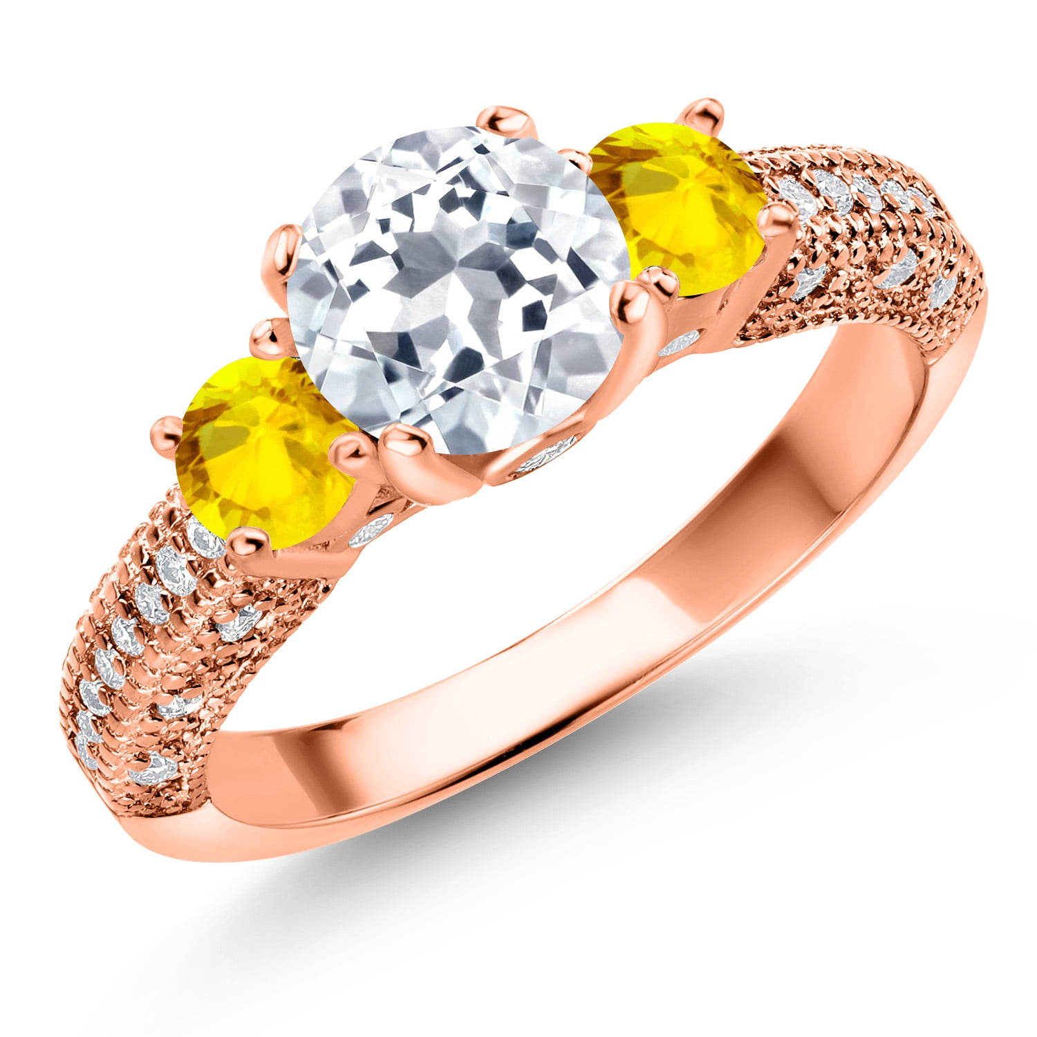 Gem Stone King 2-Tone Sterling Silver Ring Set With Moissanite - 0.47 Cttw, Birthstone Style, Size 5-9 - View #4