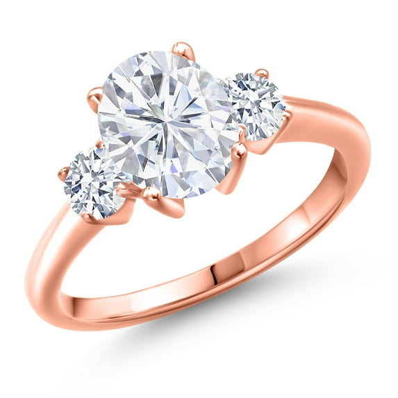 Gem Stone King 18K Rose Gold Plated Silver White Zirconia Engagement Ring for Women | 3.55 Cttw | Oval 9X7MM | Gemstone Birthstone | Size 5