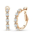thumbnail image 1 of Gem Stone King 18K Rose Gold Plated Silver Women Hoop Earrings White Created Sapphire White Diamond (1.56 Cttw, Round Cut, 3/7 inch Diameter), 1 of 4