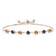 thumbnail image 1 of Gem Stone King 18K Rose Gold Plated Silver Yellow Citrine and Blue Created Sapphire Infinity Links Bracelet for Women (2.33 Cttw, Round 4.5MM, Fully Adjustable up to 9 inch), 1 of 5