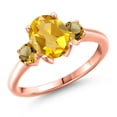 thumbnail image 1 of Gem Stone King 18K Rose Gold Plated Silver Yellow Citrine Engagement Ring for Women | 2.01 Cttw | Oval 9X7MM | Gemstone November Birthstone | Size 7, 1 of 6