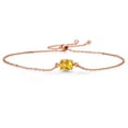 thumbnail image 1 of Gem Stone King 18K Rose Gold Plated Silver Yellow Citrine Solitaire Bracelet for Women (0.75 Cttw, Oval Cut 7x5mm), 1 of 6