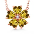 thumbnail image 1 of Gem Stone King 18K Rose Gold Plated Silver Yellow Citrine and White Lab Grown Diamond Pendant Necklace for Women (3.29 Cttw, Heart Shape 6MM, with 18 inch Chain), 1 of 4