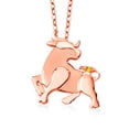 thumbnail image 1 of Gem Stone King 18K Rose Gold Plated Silver Yellow Sapphire Ox Pendant Necklace for Women By Keren Hanan with 18 inch Chain, 1 of 4