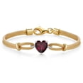thumbnail image 1 of Gem Stone King 18K Two Tone Sterling Silver Red Rhodolite Garnet and White Lab Grown Diamond Bracelet for Women (2.04 Cttw, Heart Shape 8MM, 6.5/7/7.5 inches, Made in Italy), 1 of 3