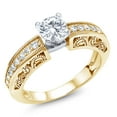 thumbnail image 1 of Gem Stone King 18K Two-Tone Plated Sterling Silver Ring Set with Moissanite (1.39 Cttw) (Size 7), 1 of 4