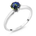 thumbnail image 1 of Gem Stone King 18K White Gold Blue Mystic Topaz Engagement Solitaire Ring for Women (0.50 Cttw, Round 5MM, Gemstone November Birthstone, Size 9), 1 of 4