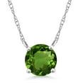 thumbnail image 1 of Gem Stone King 18K White Gold Green Chrome Diopside Necklace for Women (0.50 Cttw, Gemstone, Round 5MM, 18 inch Chain), 1 of 4