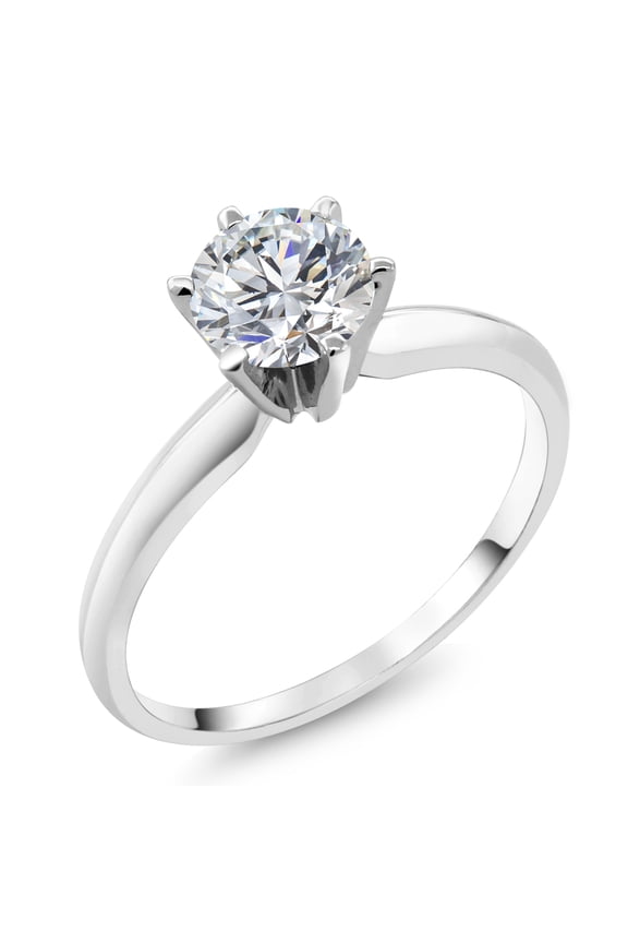 18K White Gold IGI Certified Lab Grown Diamond Solitaire Engagement Ring for Women | 1 Ct Round Cut | E-F Color | VS1-VS2 Clarity | 6-Prongs | Size 6